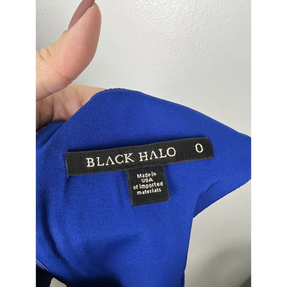 Black Halo Blue 2 Pc Mini Dress 0 Sanibel Skirt Set Pockets Crop Top Pleated - Picture 11 of 12